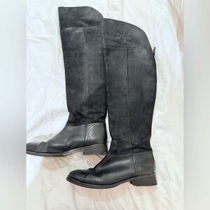 tory burch simone over the knee boot - size 10 black back zipper